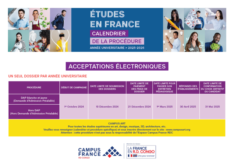 Calendrier Acceptations électroniques 2024-2025