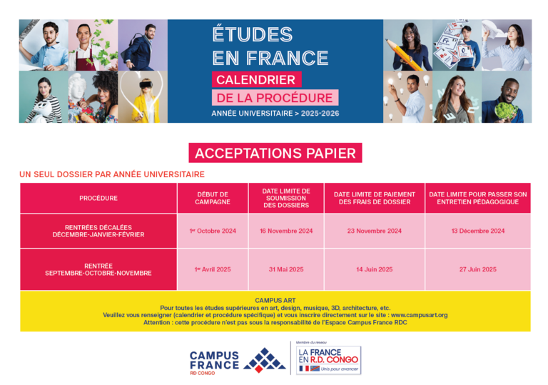 Calendrier Acceptations papier 2024-2025