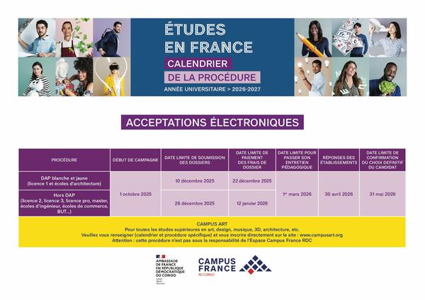 Calendrier Acceptations électroniques 2025-2026